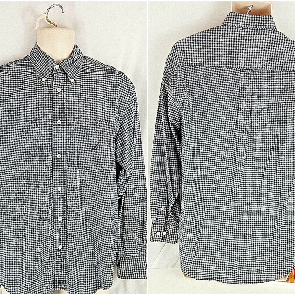 Nautica Dress Shirt Black Button Collar